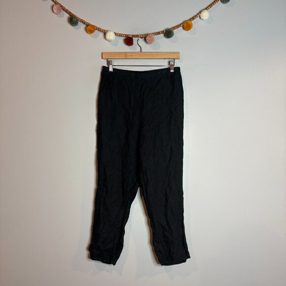 Flax black linen causal pants - Picture 1 of 5